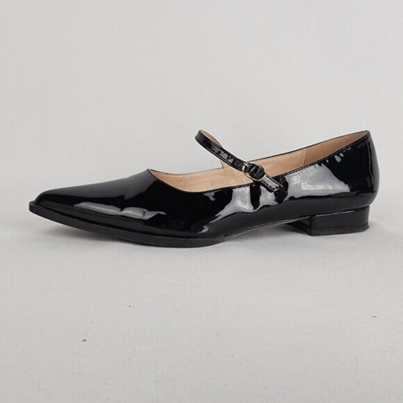 Raid Black Patent Mary Jane Pointed Toe Flat Shoes Size 9 - Picture 1 of 5